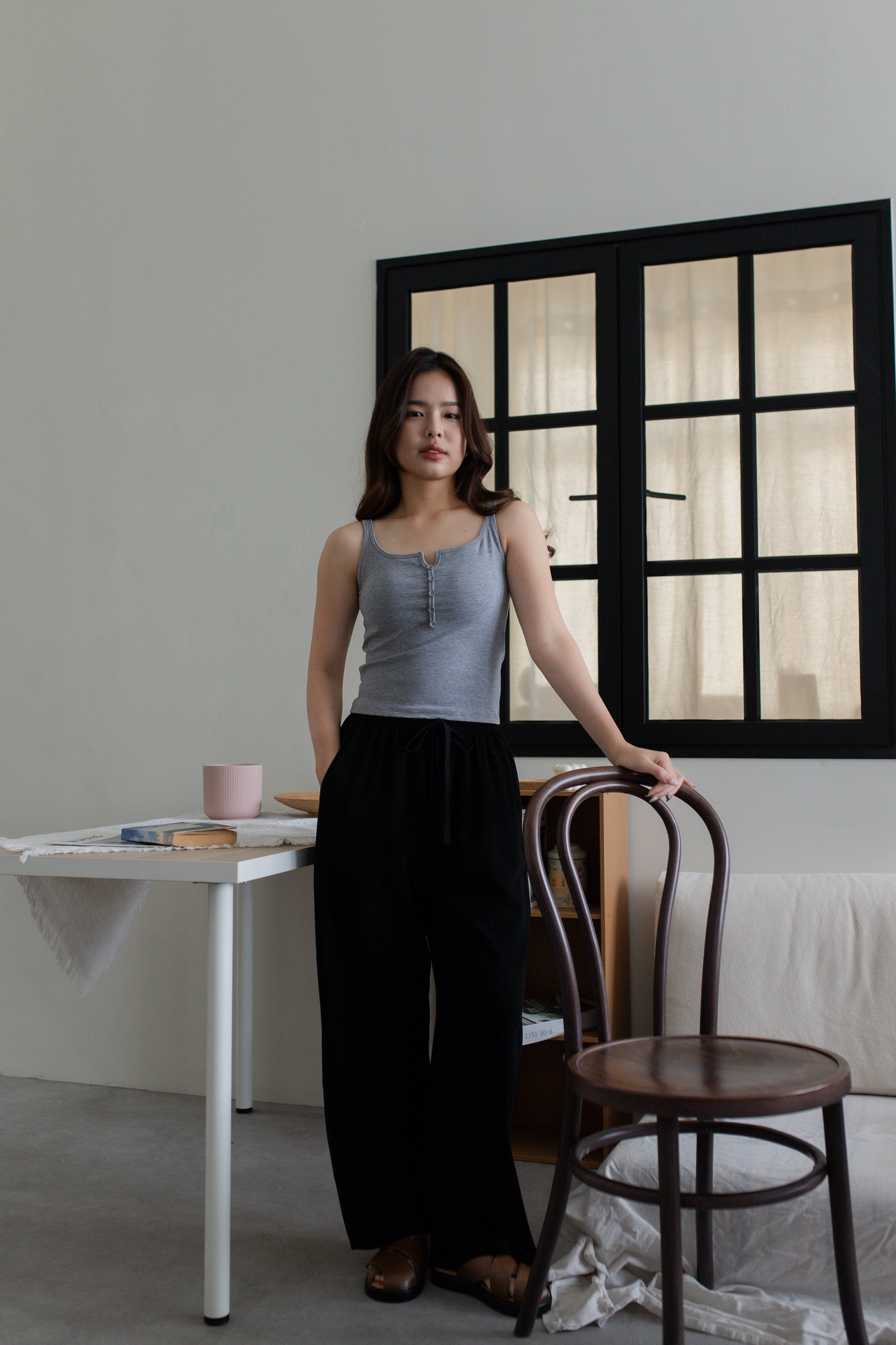 Leryn Drawstring Relaxed Pants Black - 2694PLBLK