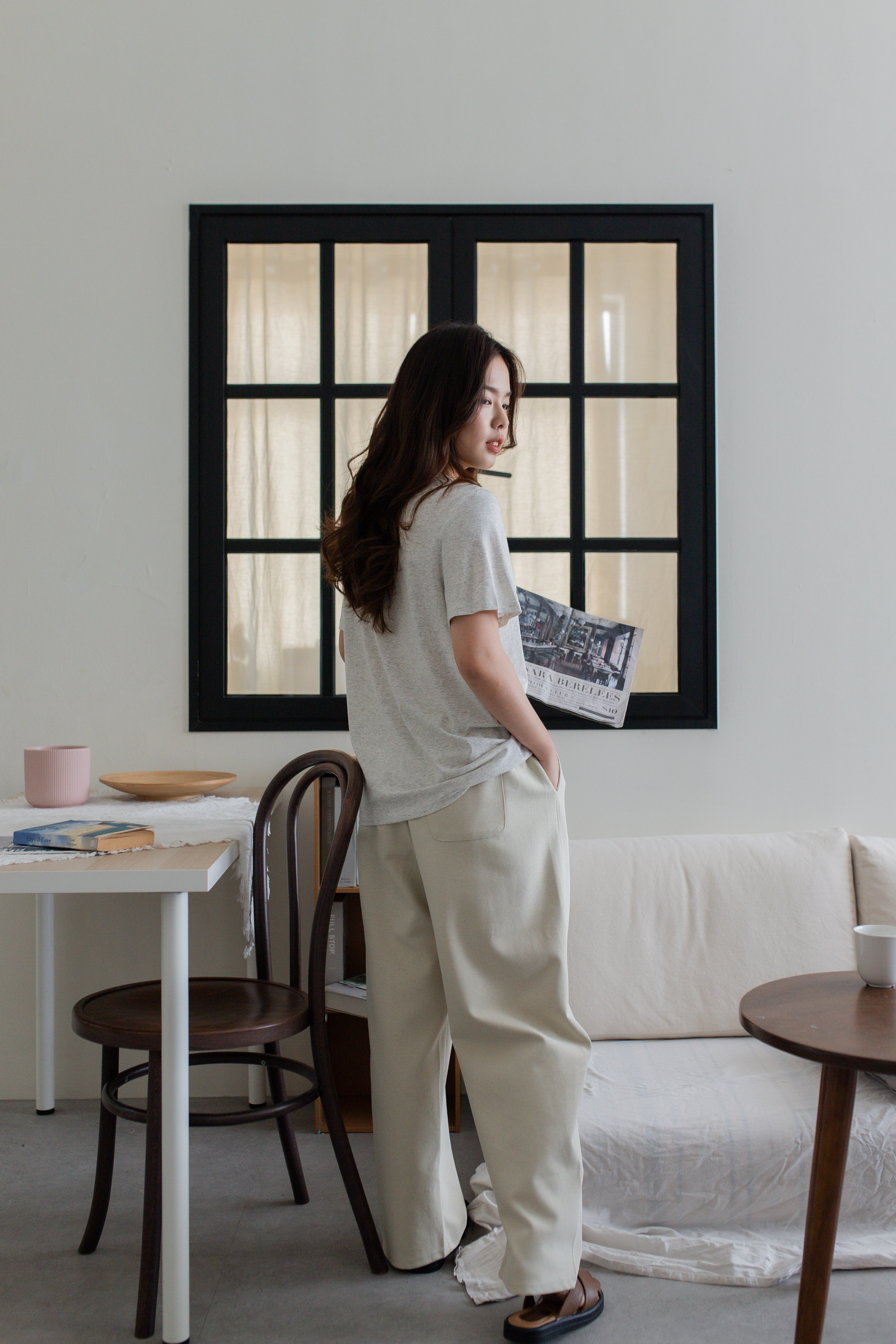 Leryn Drawstring Relaxed Pants Beige - 2694PLBEI