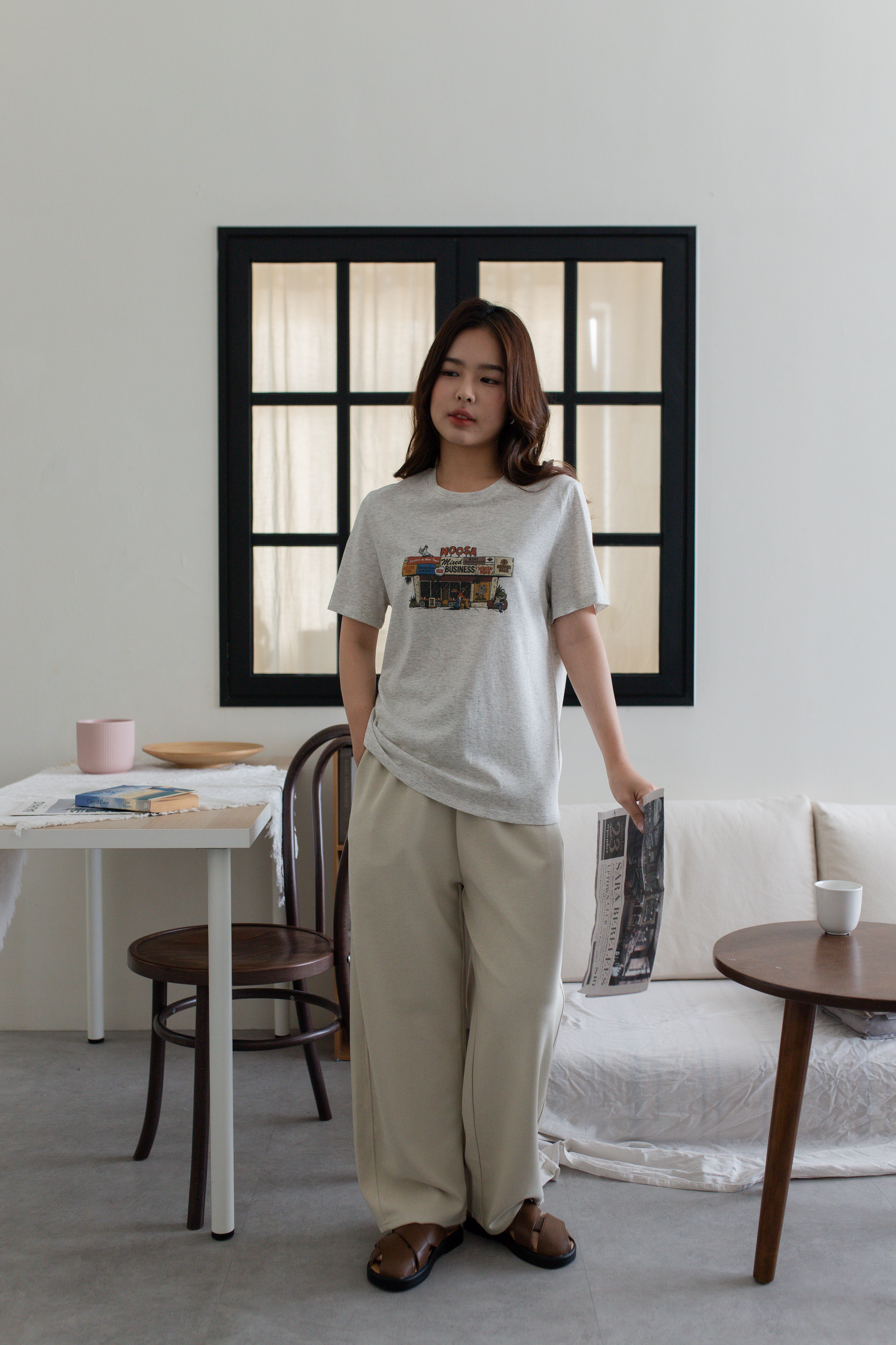 Leryn Drawstring Relaxed Pants Beige - 2694PLBEI