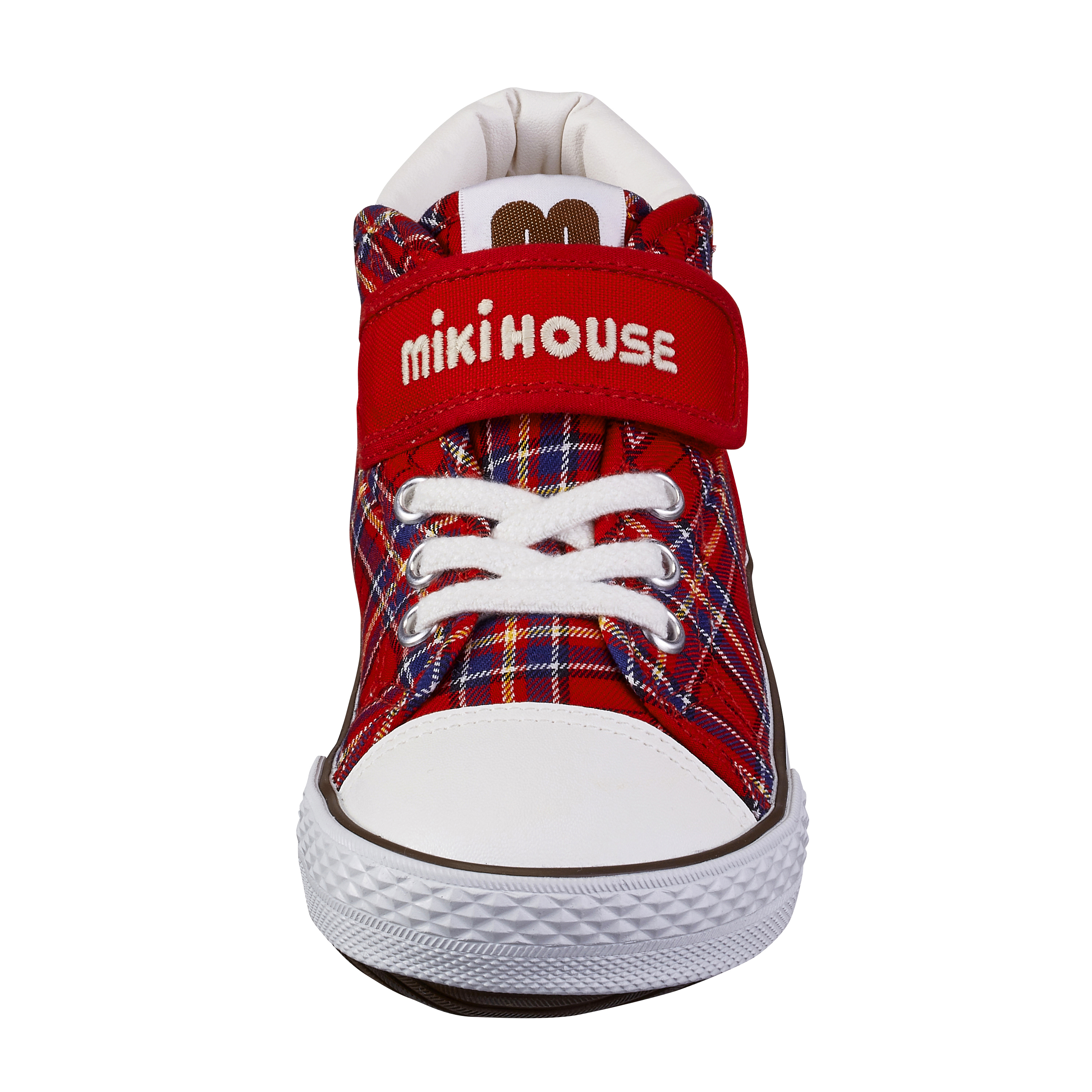 經典鞋帶格紋造型童鞋-紅色