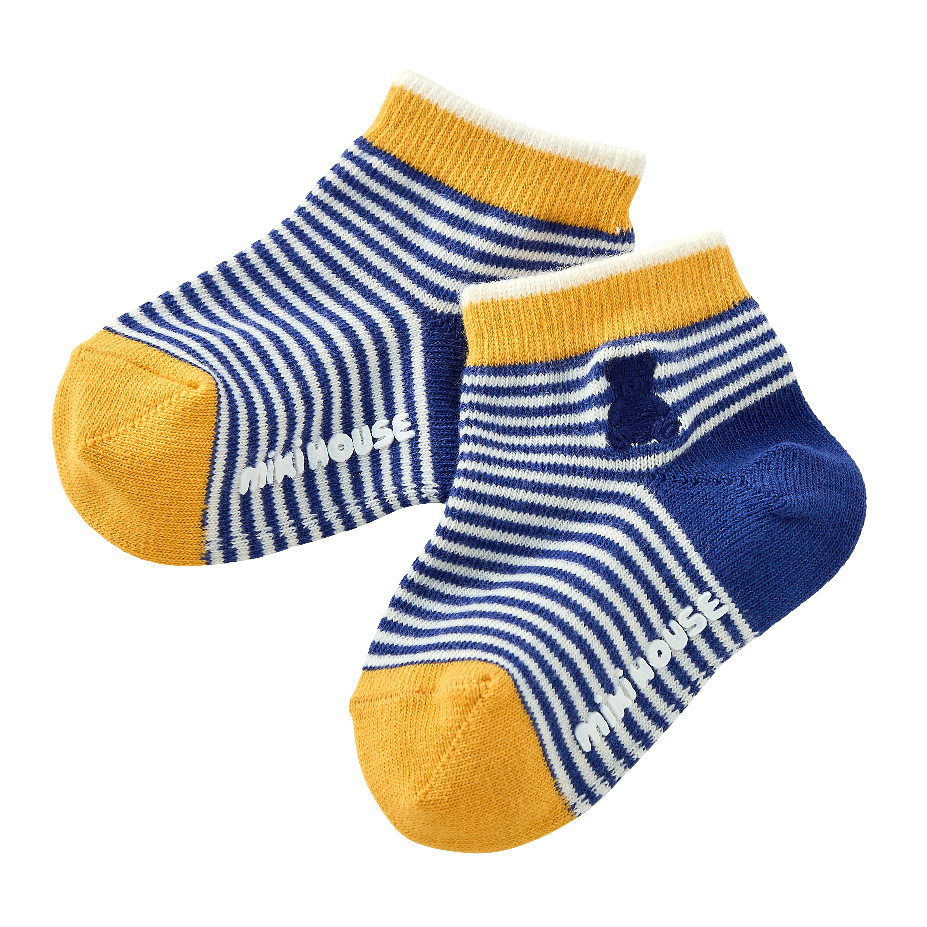 剪影熊條紋低筒襪-黃
