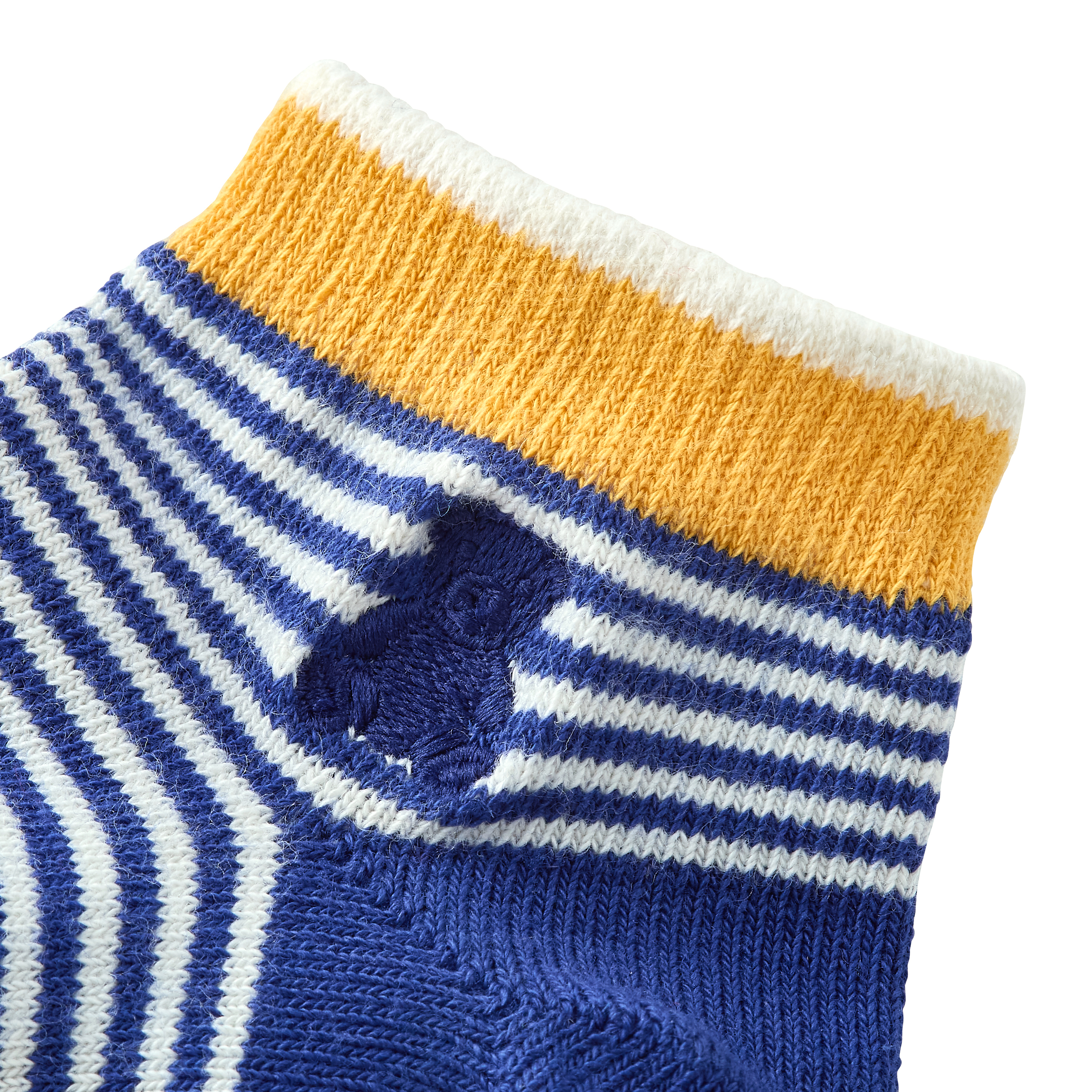 剪影熊條紋低筒襪-黃