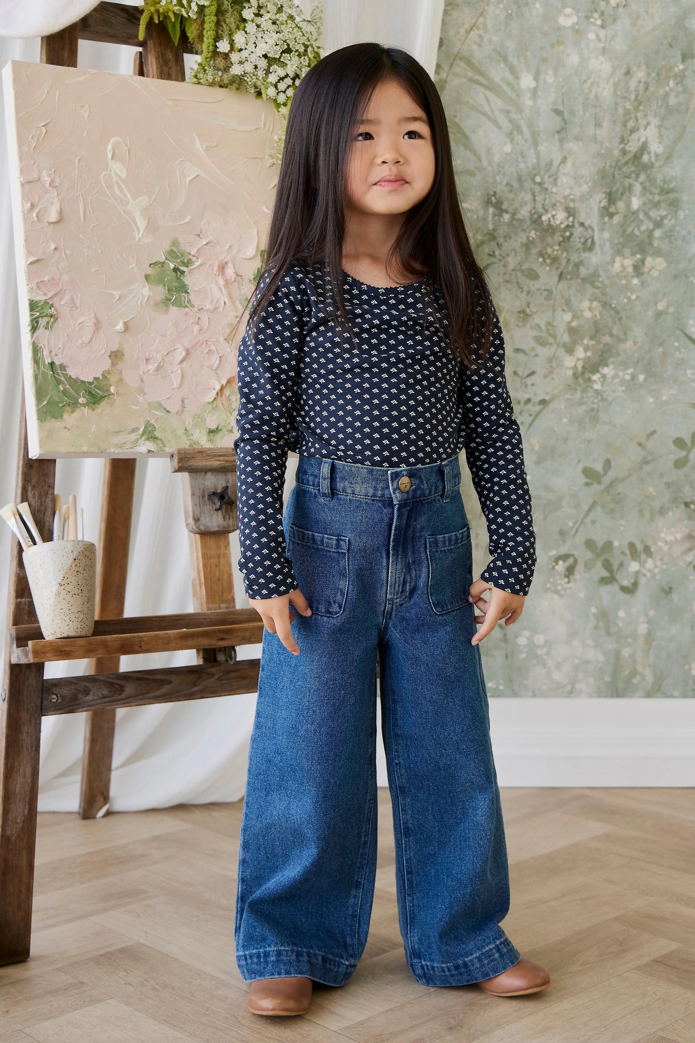 【預購】JAMIE KAY - Organic Cotton Long Sleeve Top - （Lisa Petite Indigo）