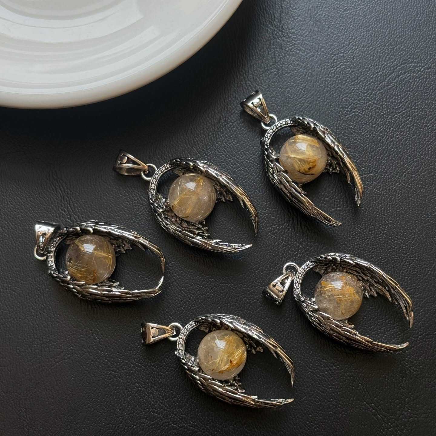 [原石] 鈦髮晶 項鏈吊墜 天使翅膀