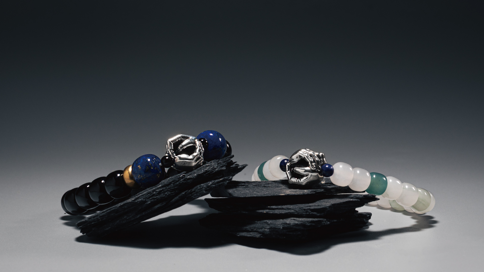 佛手純銀主珠與礦石手串