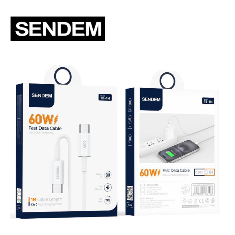 SENDEM 60W USB-C to USB-C 1米超級快充線