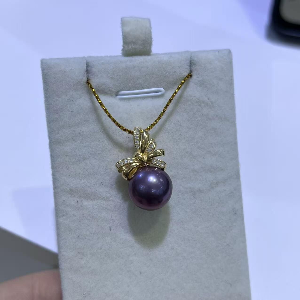 (YA52) 11-12MM天然淡水紫珍珠吊墜 (送S925銀鏈)- #珍珠 #2104PE