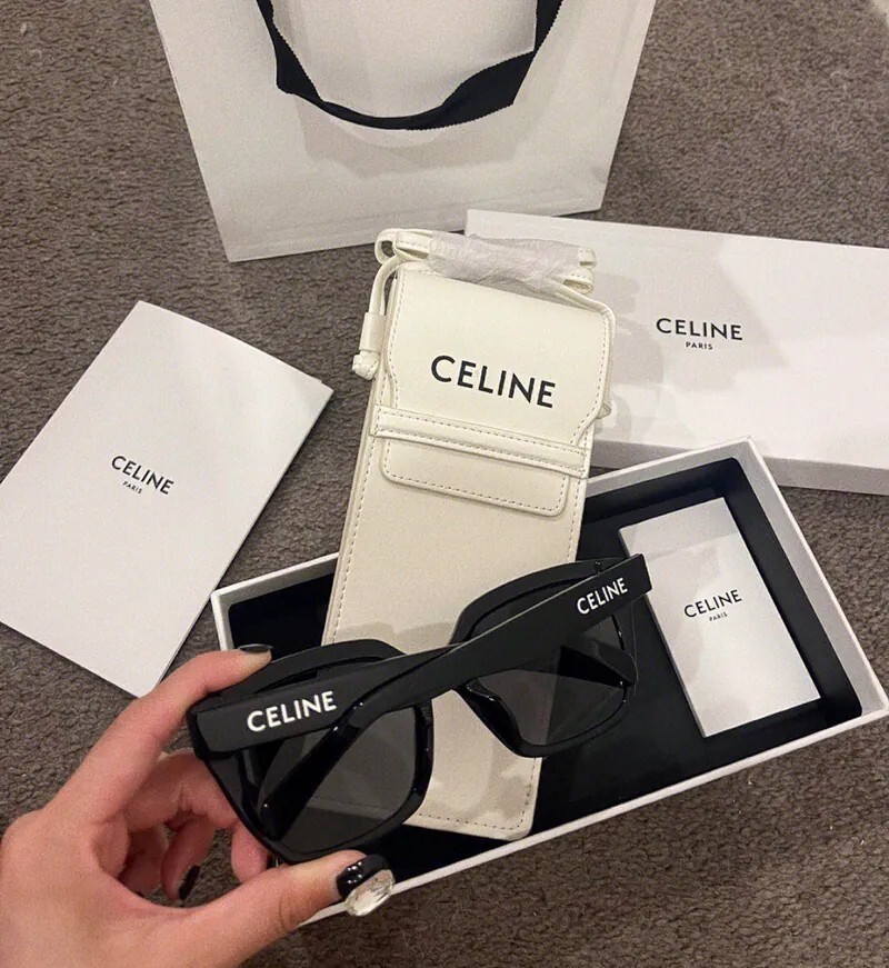 CELINE 經典方形墨鏡 附限量 CELINE奶油小包 或 咖啡色手包