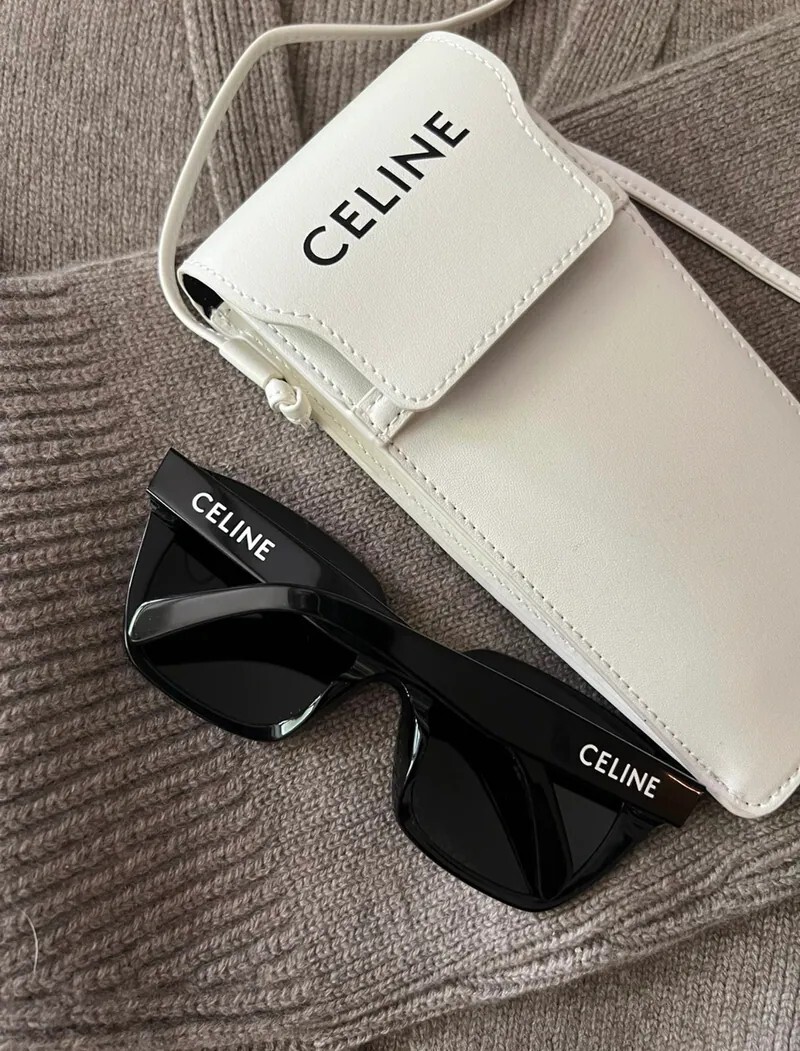CELINE 經典方形墨鏡 附限量 CELINE奶油小包 或 咖啡色手包