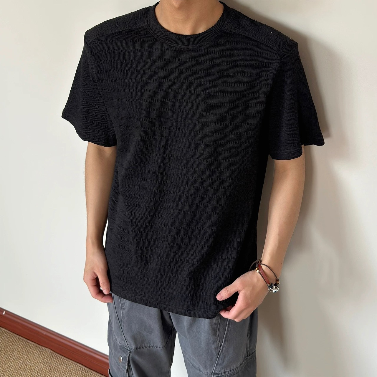 (GOAL) 正肩紋理透膚針織上衣 AW 2572