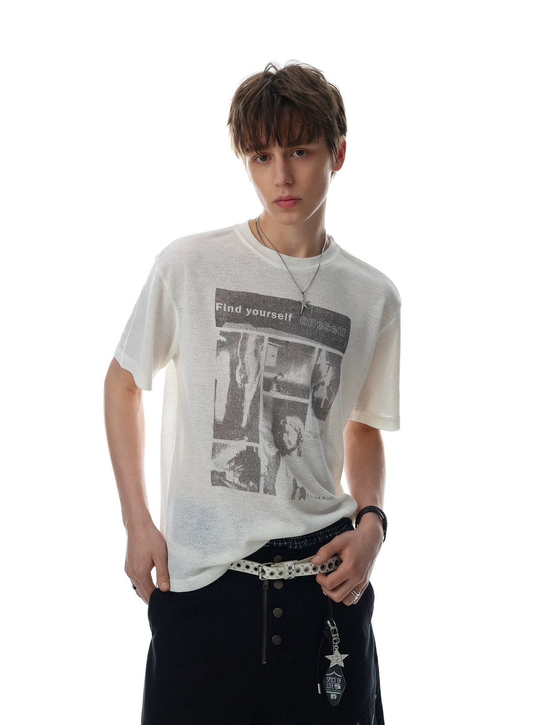 (GOAL) 復古透膚印花短T aw 26071