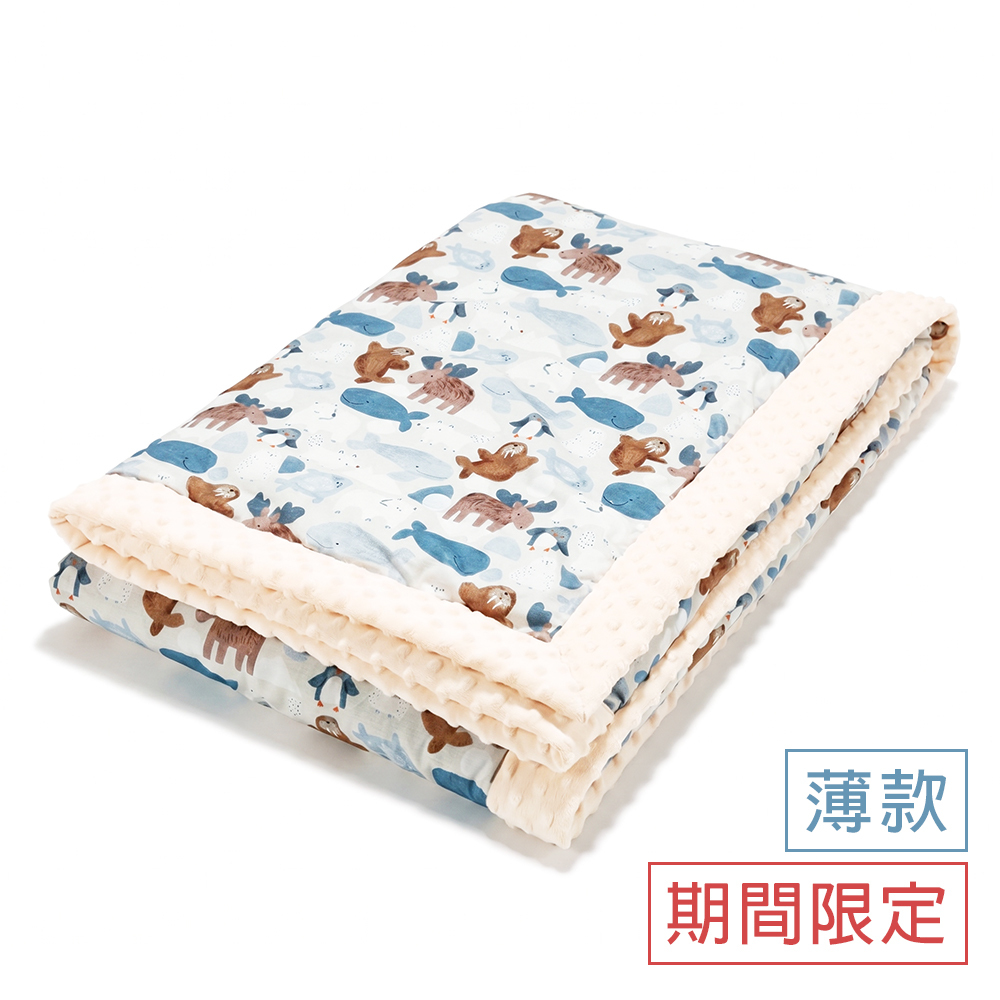 La Millou波蘭 單面巧柔豆豆毯大人款(140x220cm)｜北極好朋友(白底)｜雲朵白