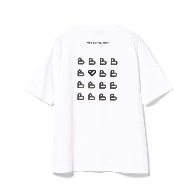 BEAMS HEART TEE 黑愛心 字母排列 短袖 白色 4208007214701 [台灣現貨]