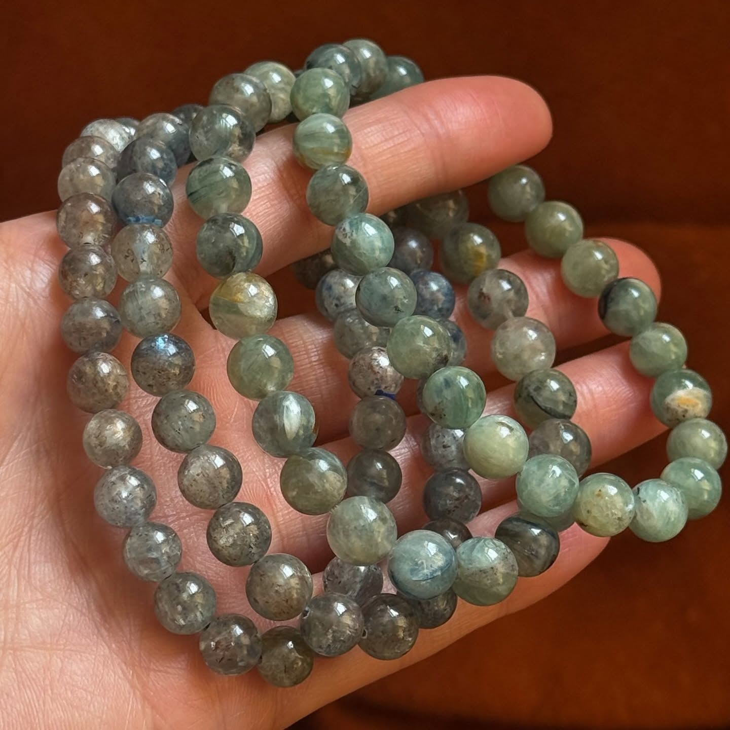 [原石] 綠藍晶石 水晶手串