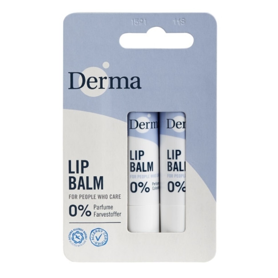 【樂森藥局】丹麥 Derma 蜂蠟植萃 小燭樹植萃護唇膏 兩入組(效期2028/02)