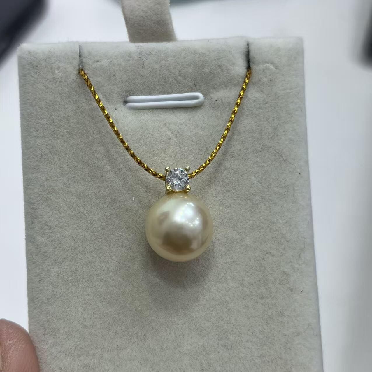 (YA63) 11-12MM天然海水金珠吊墜 (送S925銀鏈)- #珍珠 #2104PE