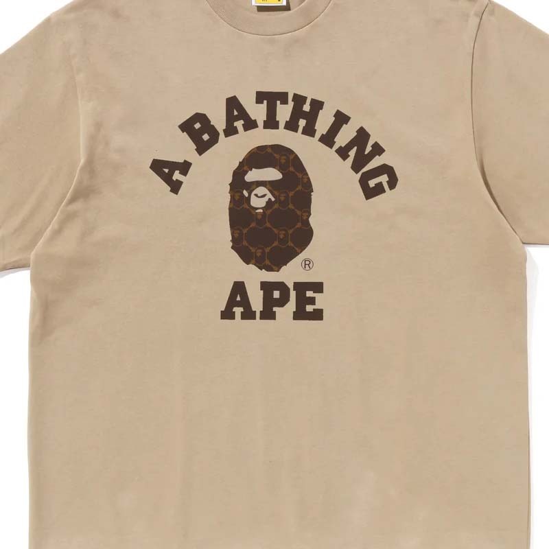 BAPE College Monogram College Relaxed Fit Tee 卡其色 猿人 寬鬆版型 短袖 黑色 1L30110322-BE [台灣現貨]