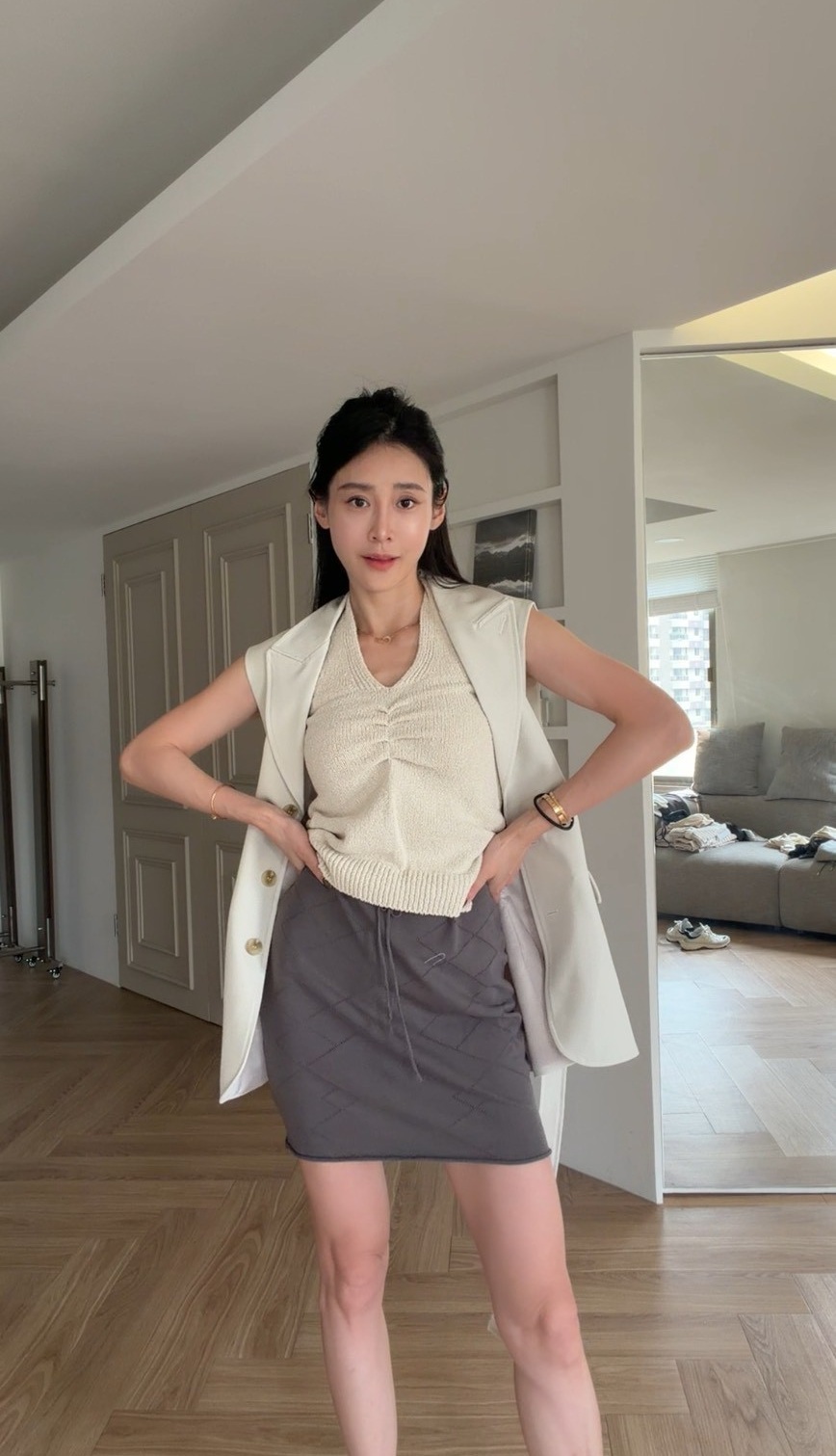 ｜韓國｜菱格造型針織裙