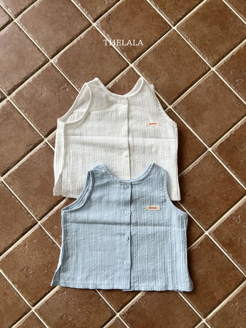 正韓夏lalla 小童兩色開衩鈕扣背心