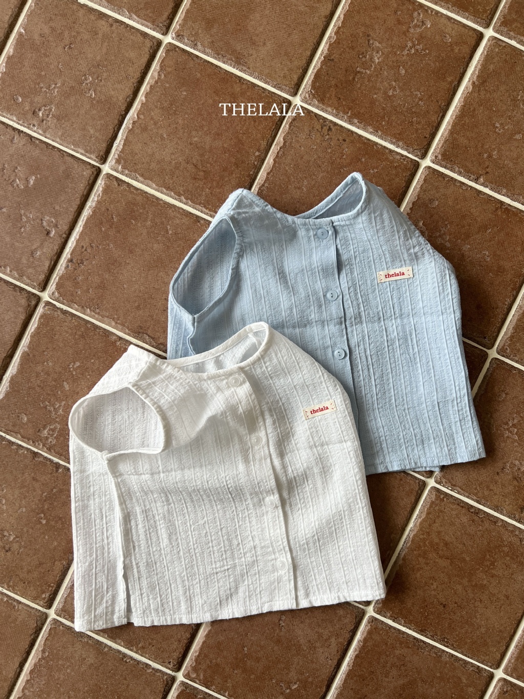 正韓夏lalla 小童兩色開衩鈕扣背心