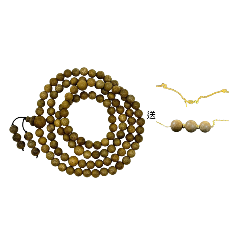 MAS-LLG0417-034 悅香沉香西馬沉香Malacensis 8mm(佛珠108粒) (送沉香三陽開泰項鍊) (B4)
