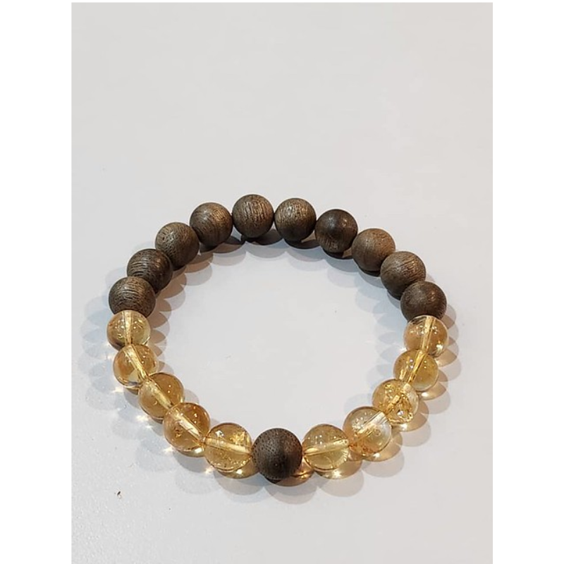 MAS-LLG0417-047 悅香沉香手串黃水晶 8MM (B17)