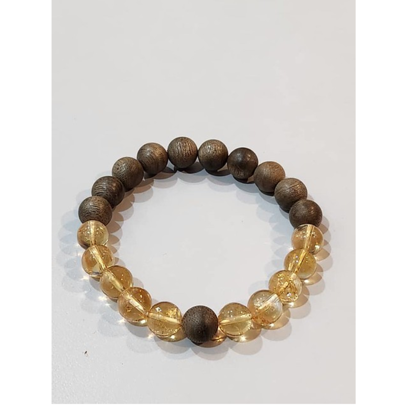 MAS-LLG0417-048 悅香沉香手串黃水晶 10MM (B18)