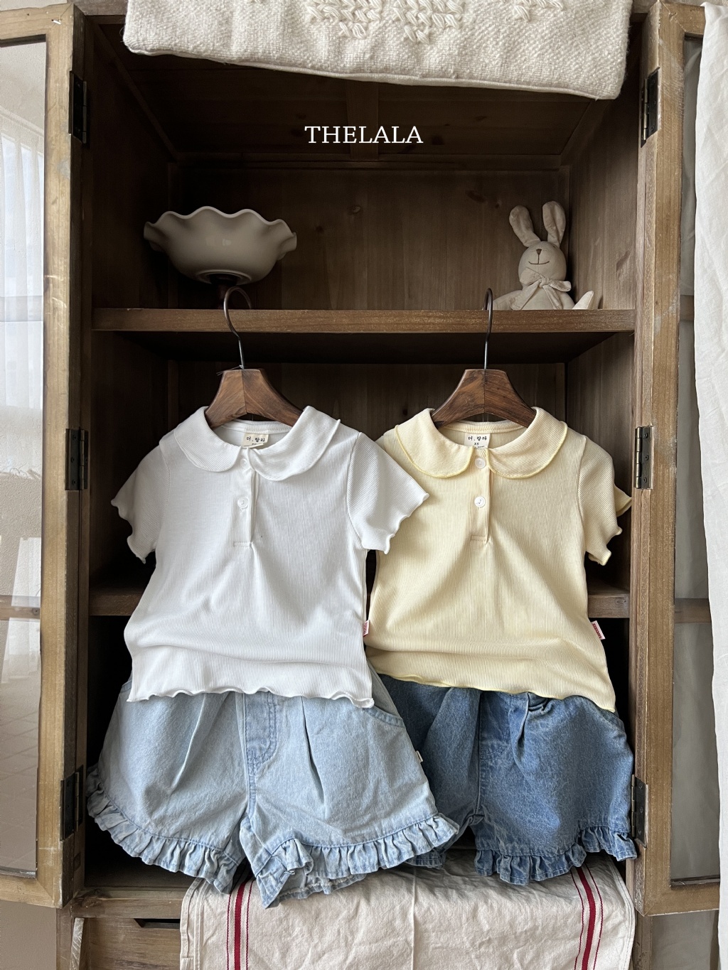 正韓夏lalla 小童奶油蛋糕捲捲上衣