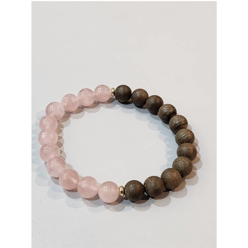 MAS-LLG0417-051 悅香沉香手串粉水晶 8MM (B21)