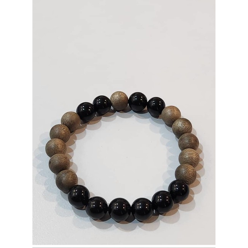 MAS-LLG0417-052 悅香沉香手串黑曜石 10MM (B22)