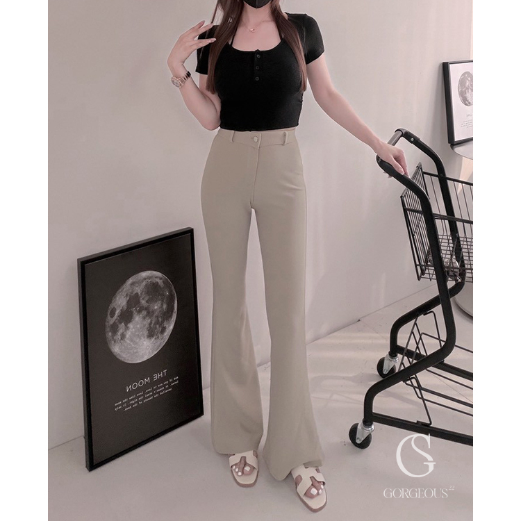 G9824 「纖腿好身材彈力喇叭褲」