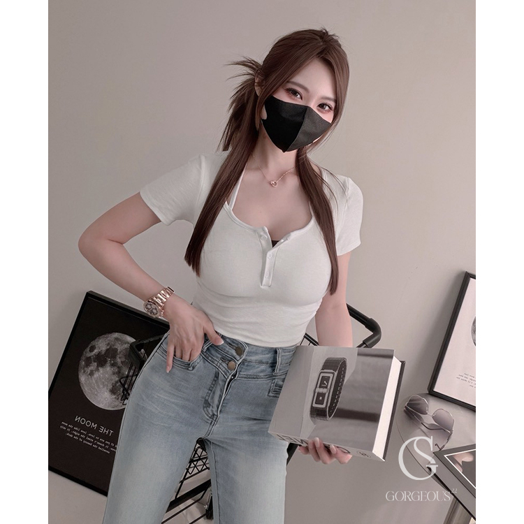 A143 「超大胸比基尼1+1假兩件BRA TEE」