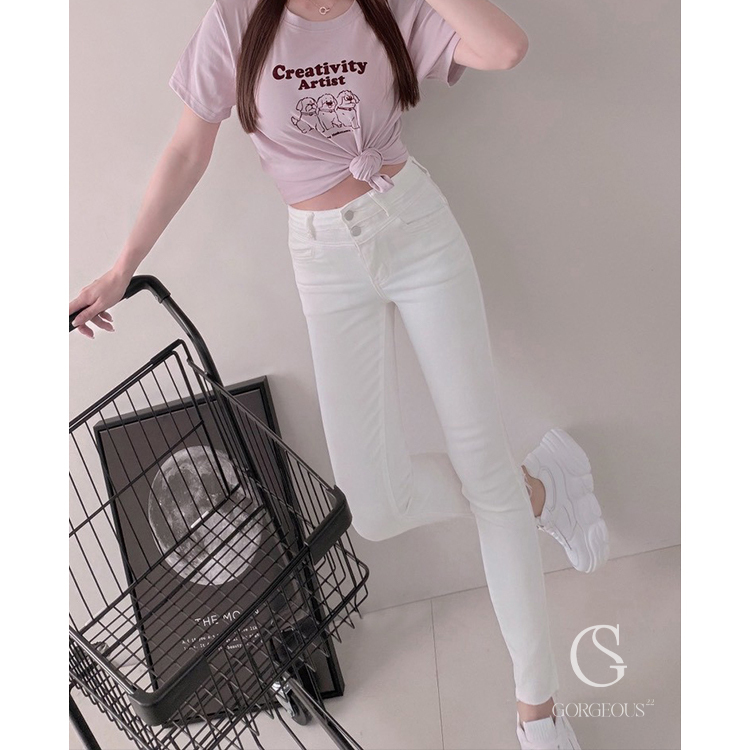 G9823 「蜜桃SS'單寧刷白牛仔褲」