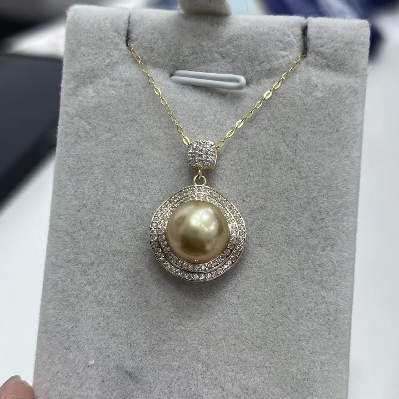 (YA64) 10-11MM天然海水金珠吊墜 (送S925銀鏈)- #珍珠 #2104PE