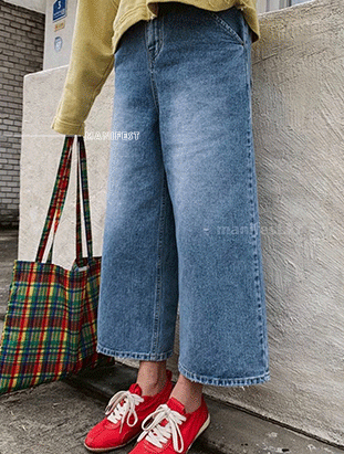 ᴴᴼᵀ ▸▸店長推薦◃◃ 春夏新款/鬆緊腰九分寬褲 MANIFEST正韓🇰🇷