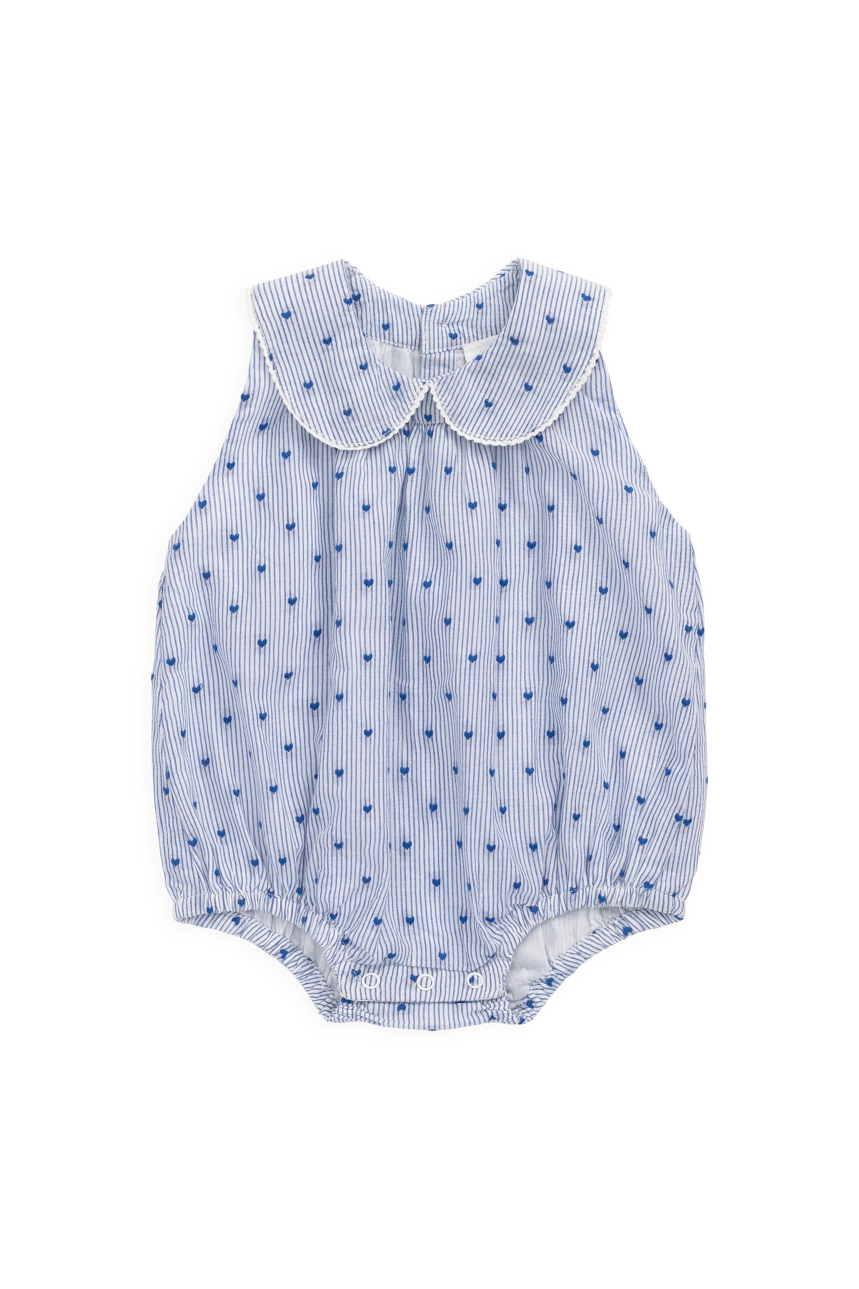 【預購】JAMIE KAY -Organic Cotton Wisteria Playsuit（Mon Amour Stripe Indigo）