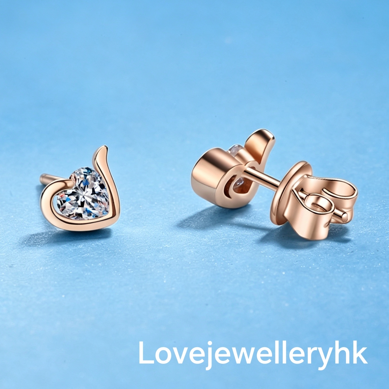 莫桑鑽心形耳環    E06C031