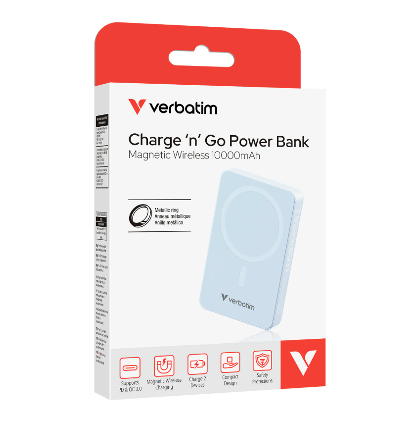 Verbatim Charge 'n' Go 10000 mAh 磁吸無線流動充電池 (3C 認證)  32227/32145