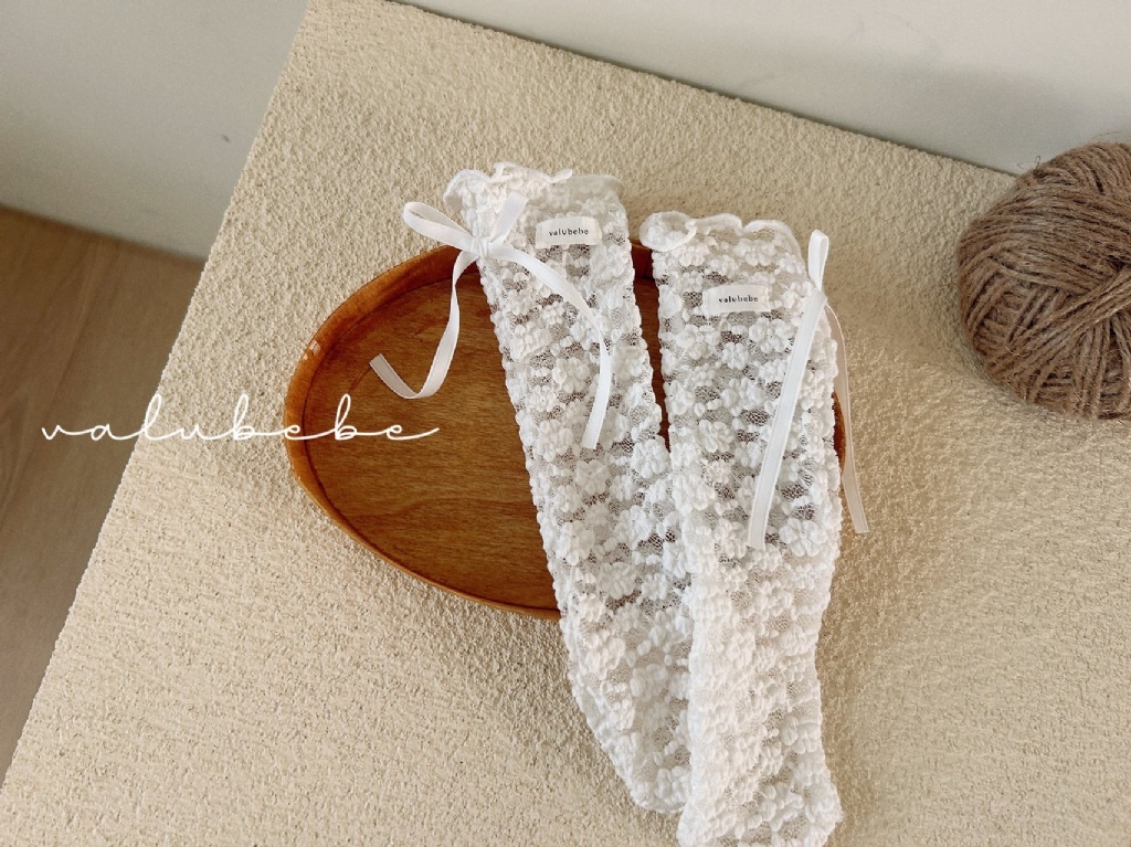 正韓夏valubebe 嫩嬰透明蕾絲蝴蝶結襪