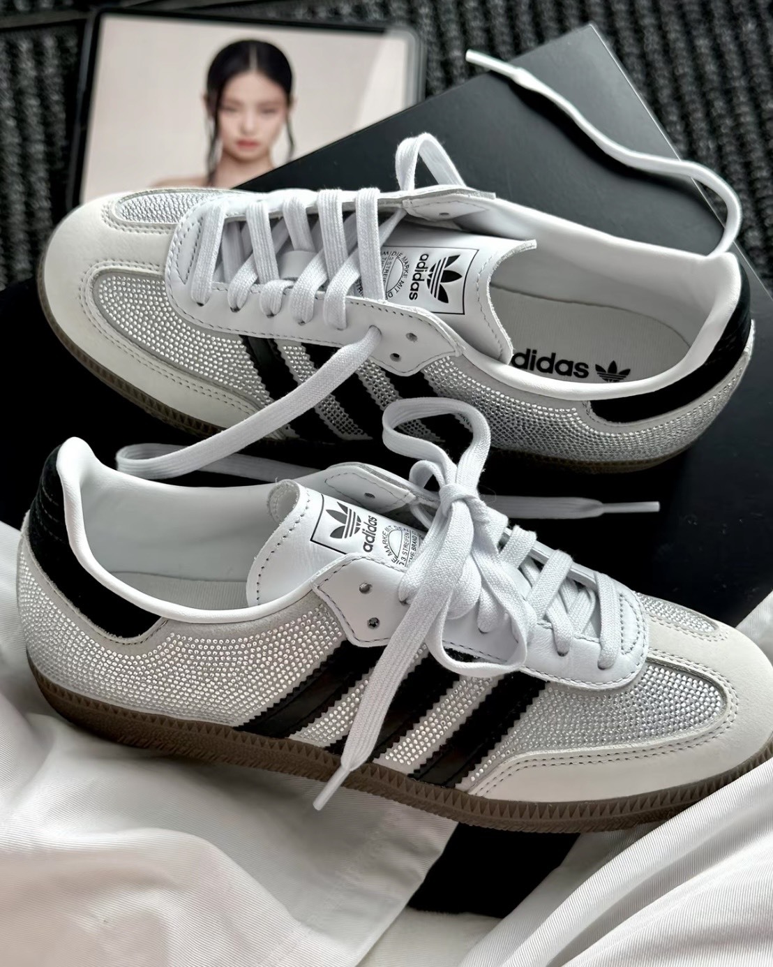 ADIDAS SAMBA OG 閃鑽 水鑽 白銀 德訓鞋