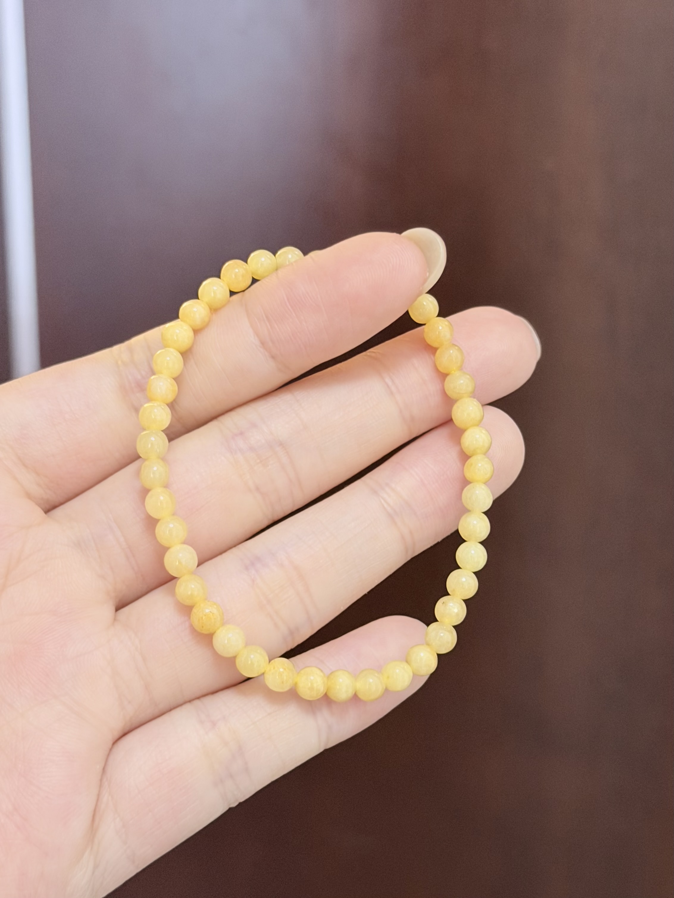 天然A貨翡翠手串 - 黃翡 3.6mm