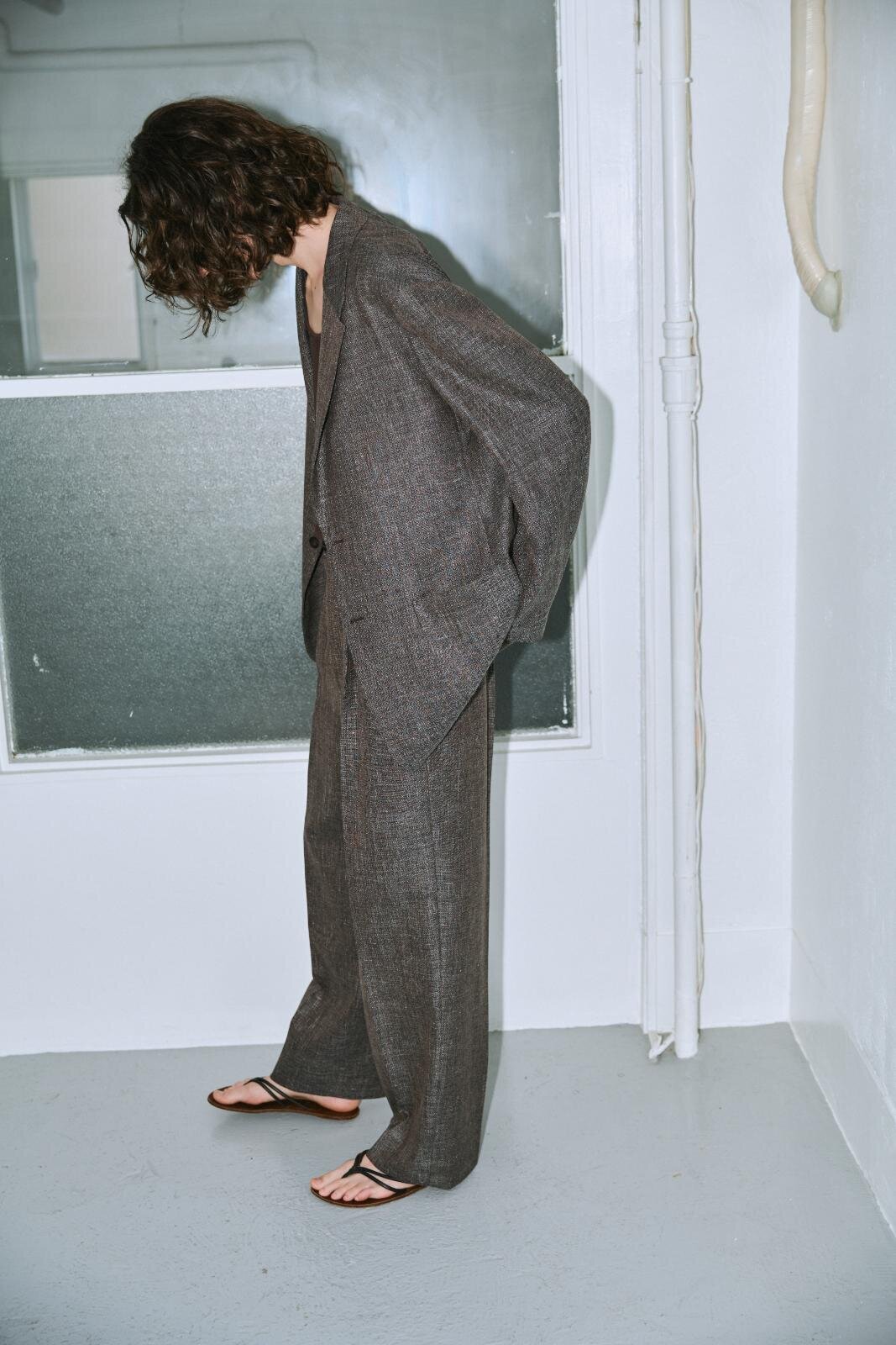 BISOWN - WOOL LINEN 2B JACKET / MIX BLACK