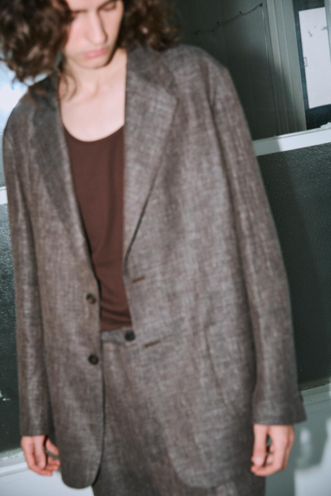 BISOWN - WOOL LINEN 2B JACKET / MIX BLACK