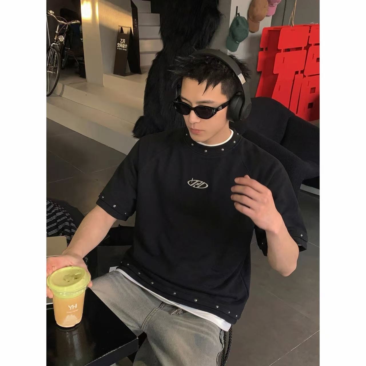 (GOAL) 美式重磅鉚釘解構短T bang 706