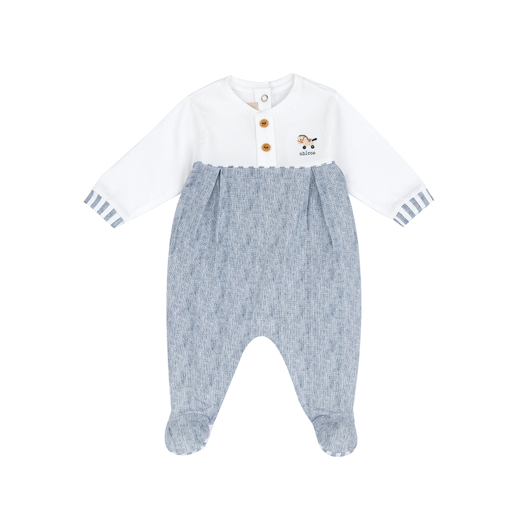 玩具樂園-拼接配色後開長袖兔裝