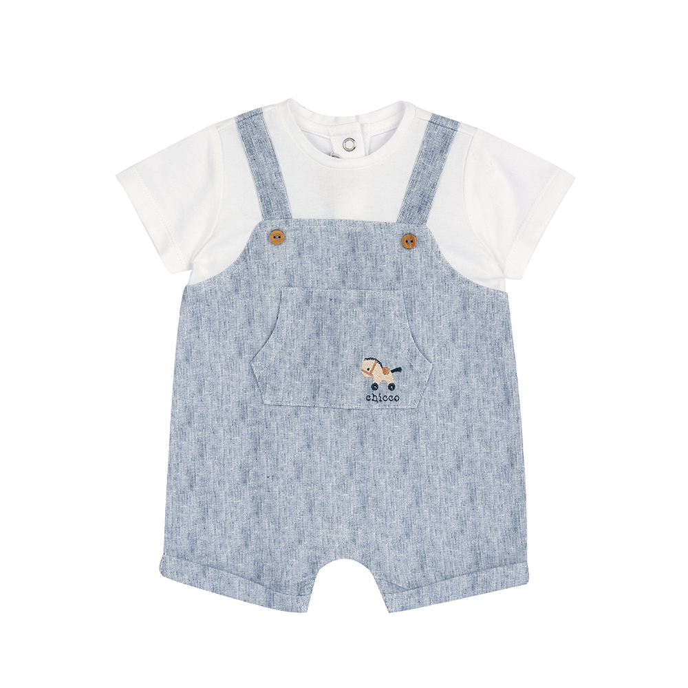 玩具樂園-假兩件式背心褲短袖兔裝