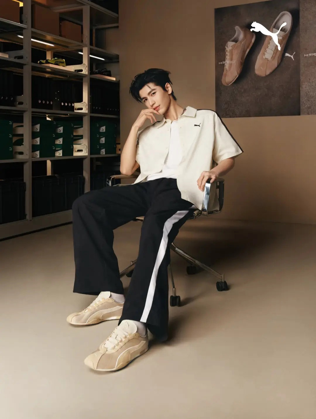 PUMA H-STREET 奶茶色 松砂色 米色 白色滾邊 張凌赫代言同款 男女鞋 408612-01 / 預購