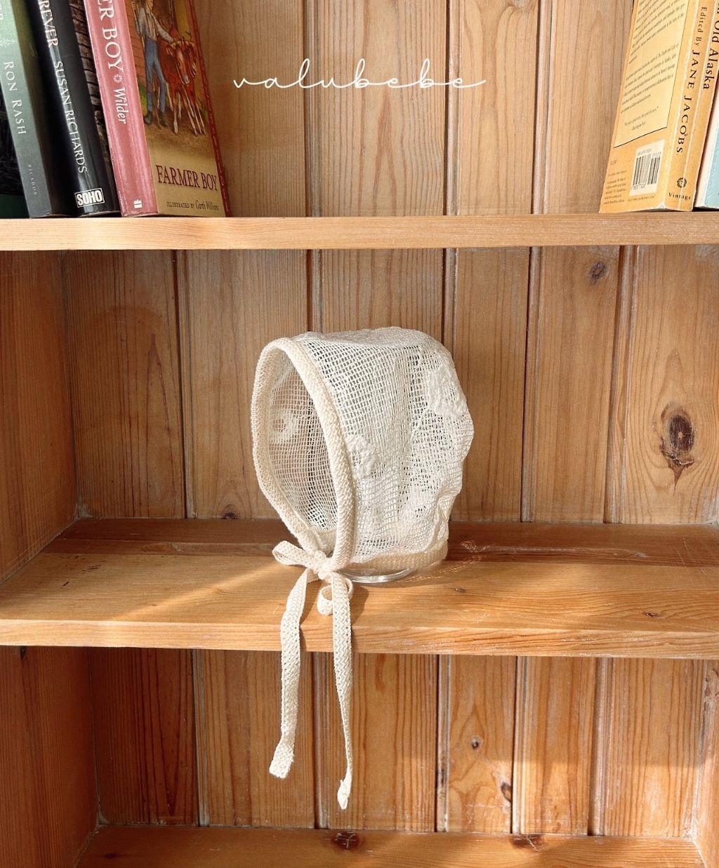 正韓夏valubebe 嫩嬰小白花綁帶帽