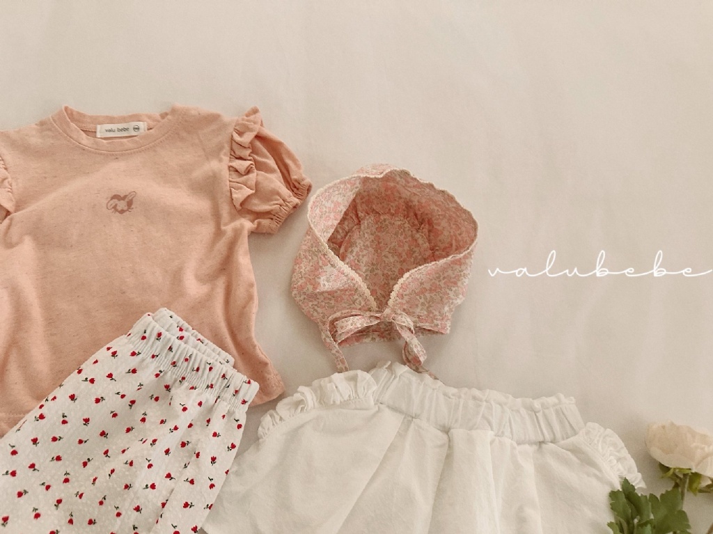 正韓夏valubebe 兩色碎花綁帶帽