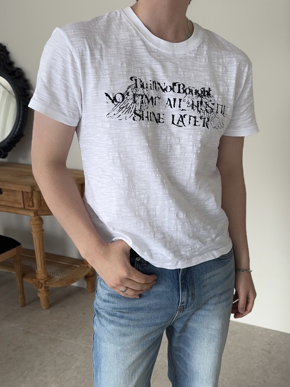 Hustlewing 竹節棉短版短袖T卹